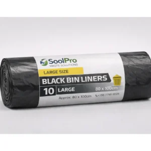 SOOLPRO Black Bin Liners-Large 80 x 100 cm (10)