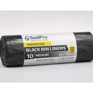 SOOLPRO Black Bin Liners-Medium 65 x 79 cm (10)